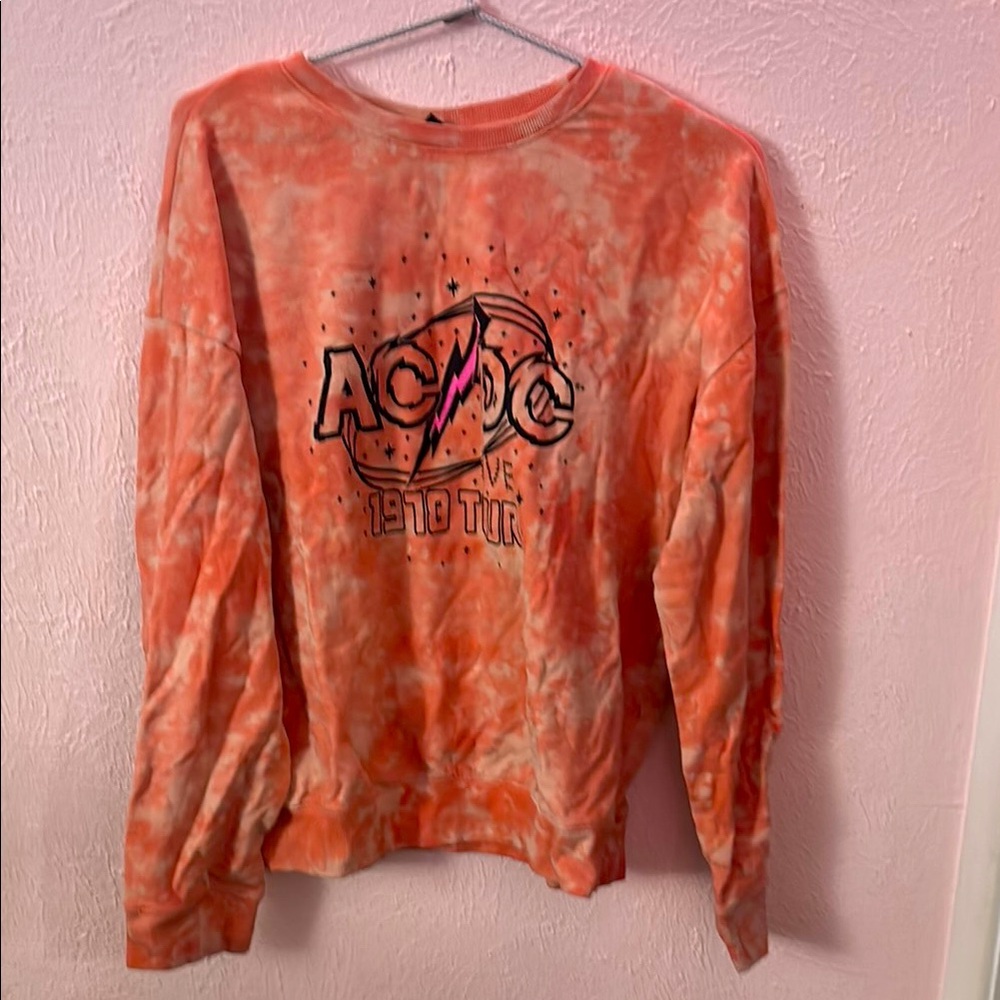 AC/DC Orange Tie-Dye Kids Sweatshirt